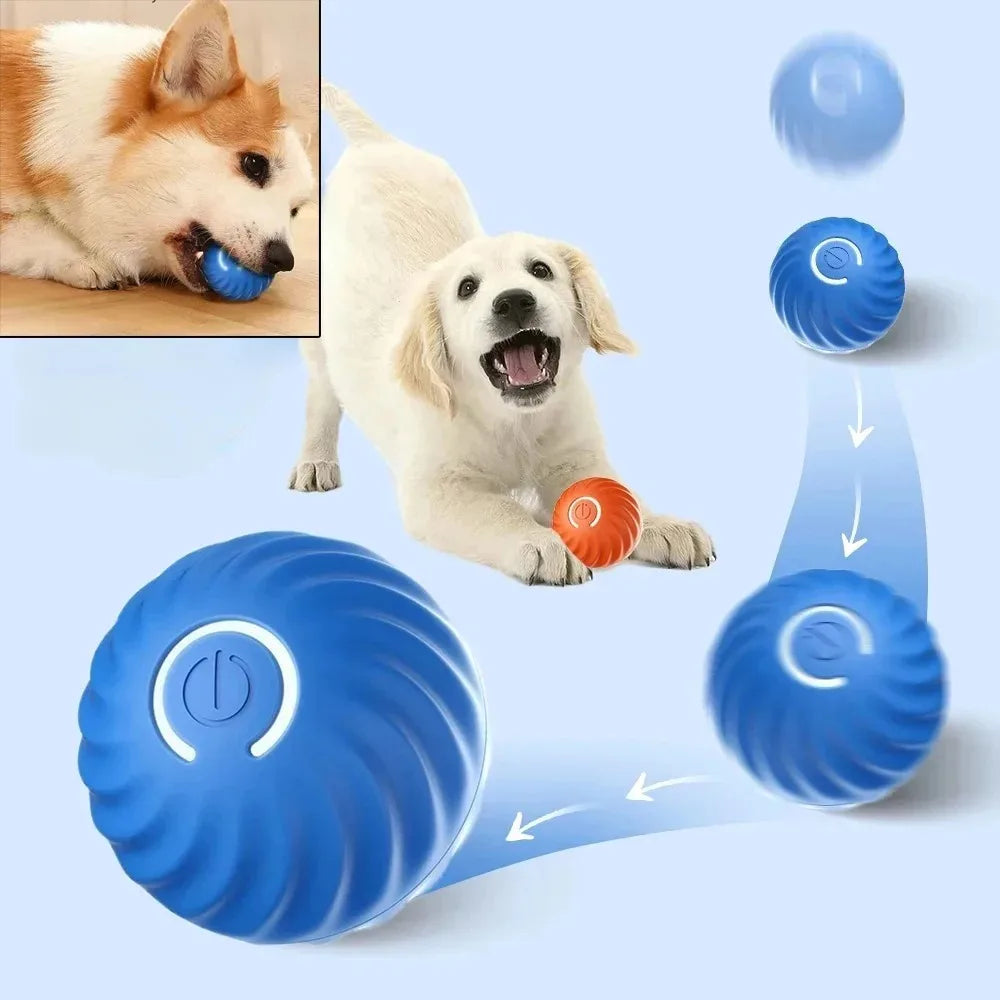 Automatic Moving Dog Toy Ball, USB Rechargeable Smart Interactive Bouncing & Rolling Chew Toy for Puppies & Dogs