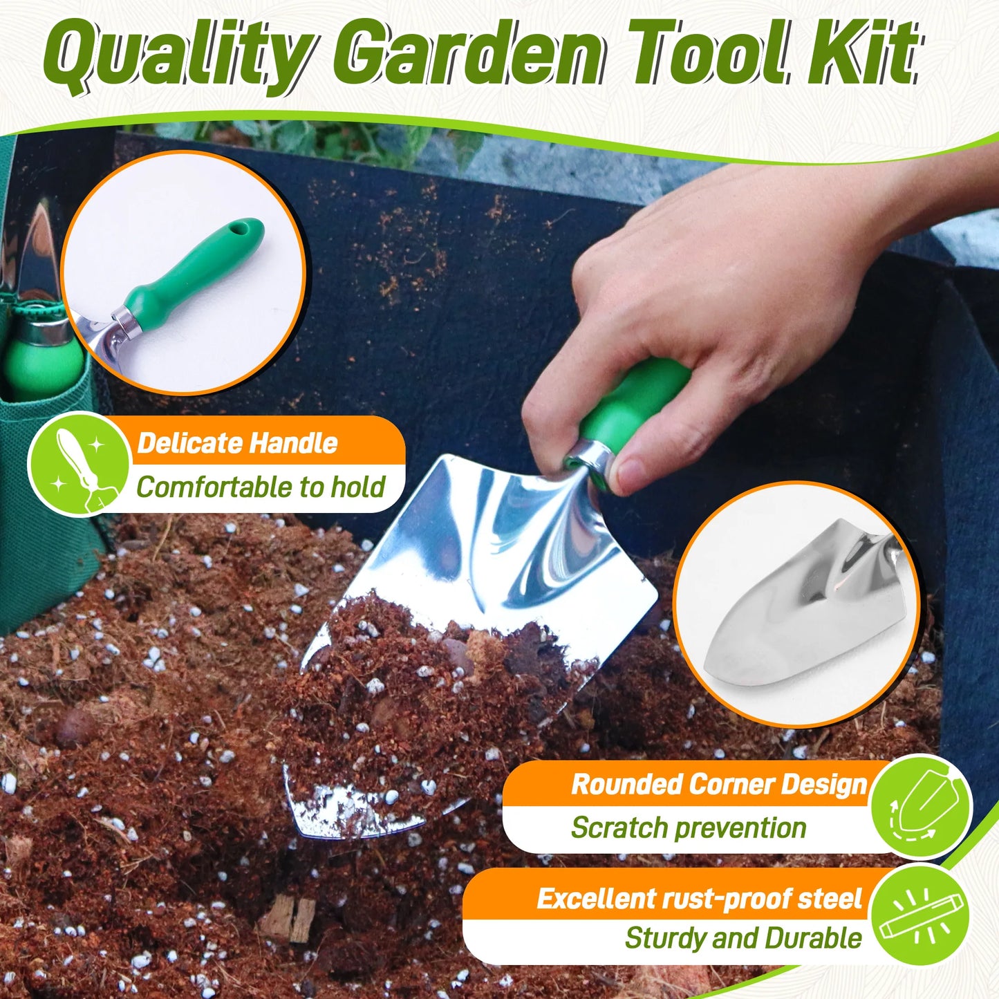 11 Piece Garden Tool Set With Organizer Handbag For Gardening