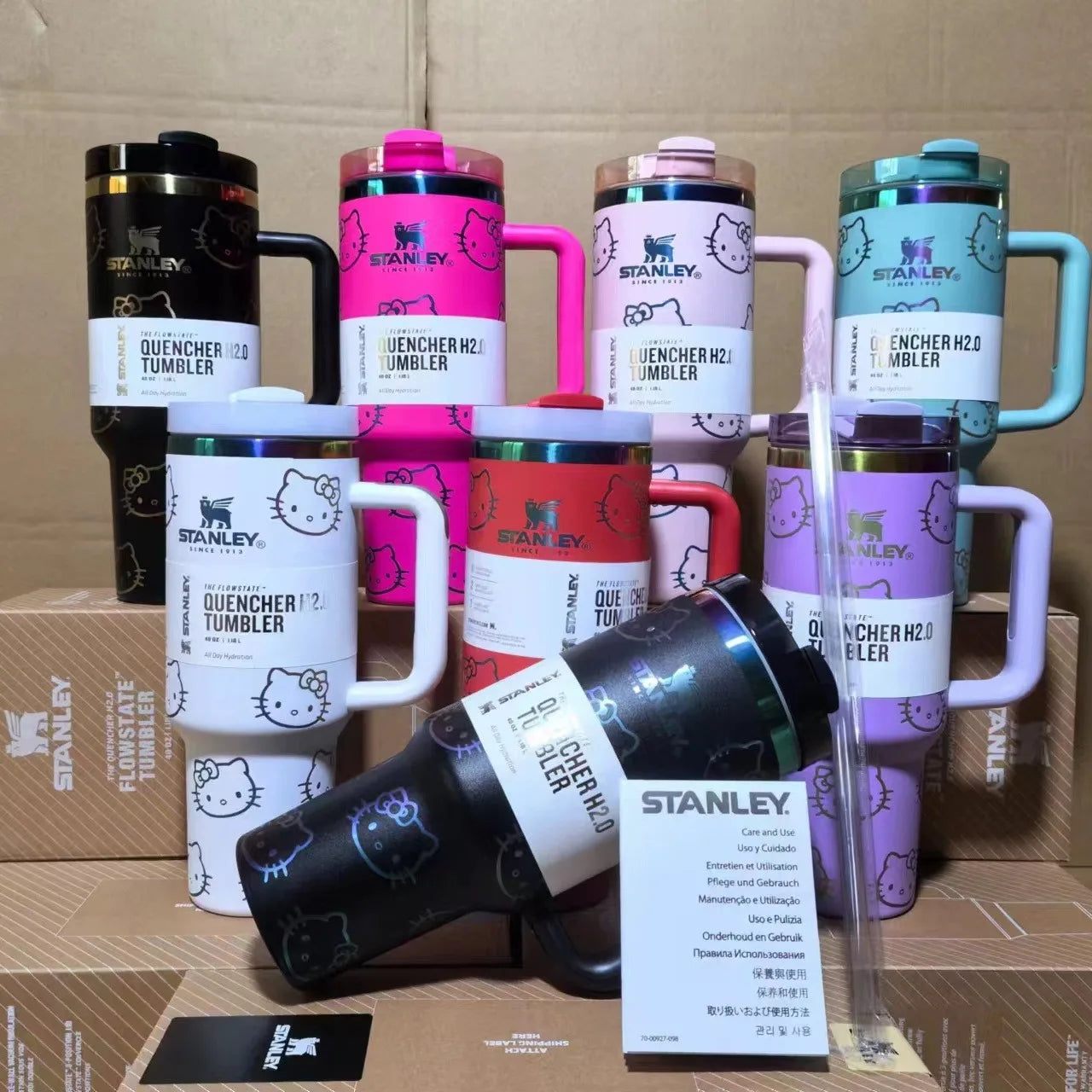 Stanley Quencher H2.0 Tumbler With Handle And Straw Flowstate Lid For Travel Cup Holder