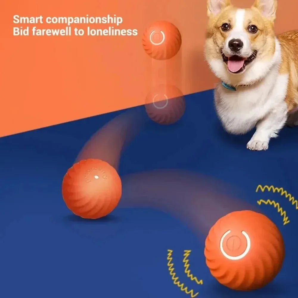 Automatic Moving Dog Toy Ball, USB Rechargeable Smart Interactive Bouncing & Rolling Chew Toy for Puppies & Dogs