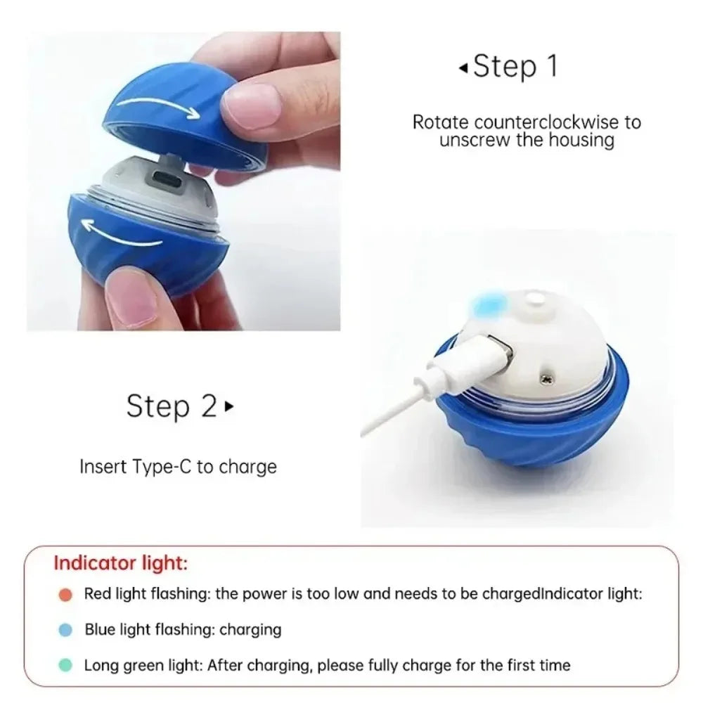 Automatic Moving Dog Toy Ball, USB Rechargeable Smart Interactive Bouncing & Rolling Chew Toy for Puppies & Dogs