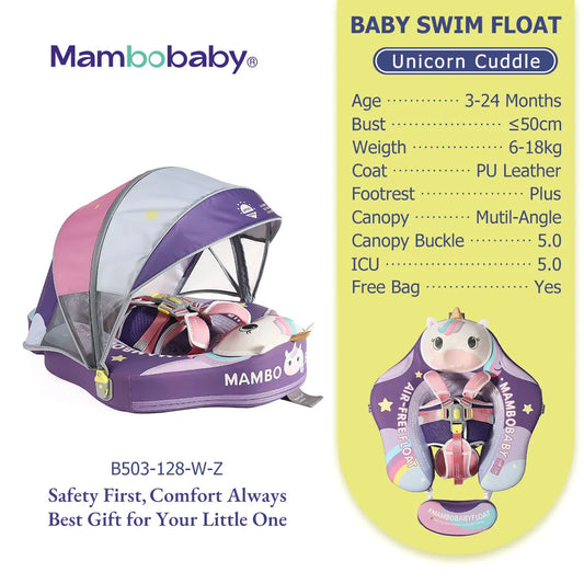 Mambobaby Pool Float Safe Solid Core Unicorn Baby Swimming Ring
