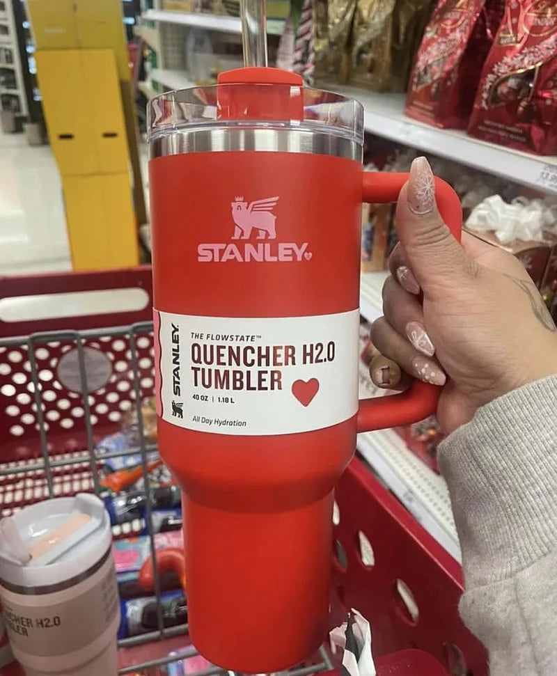 Stanley Quencher H2.0 Tumbler With Handle And Straw Flowstate Lid For Travel Cup Holder