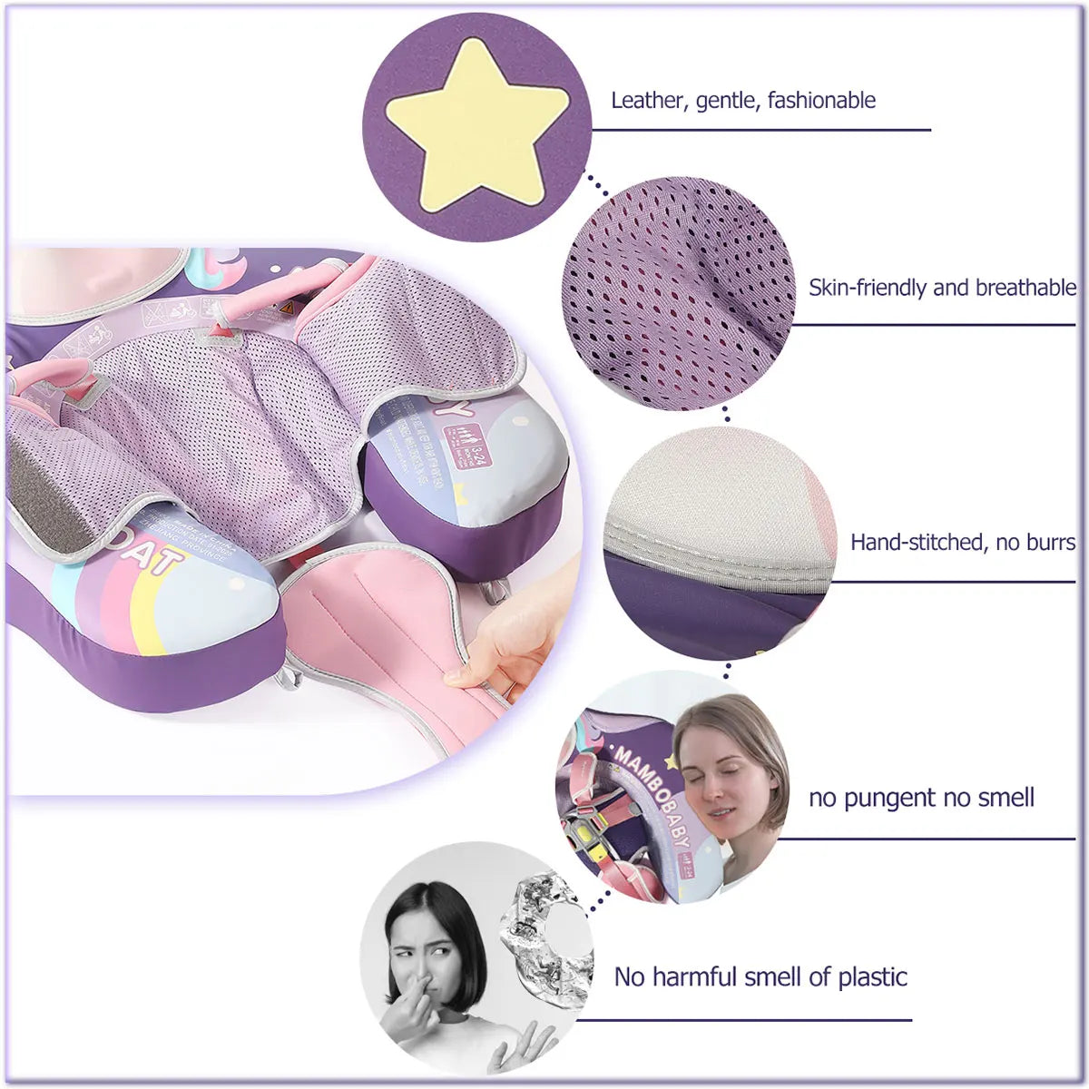 Mambobaby Pool Float Safe Solid Core Unicorn Baby Swimming Ring