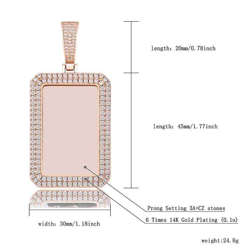 JINAO Custom Photo Medallion Pendant Iced Zircon Jewelry