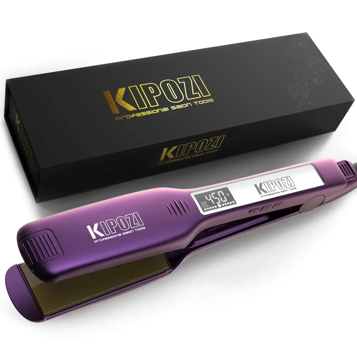 KIPOZI Titanium Flat Iron With Digital LCD Dual Voltage