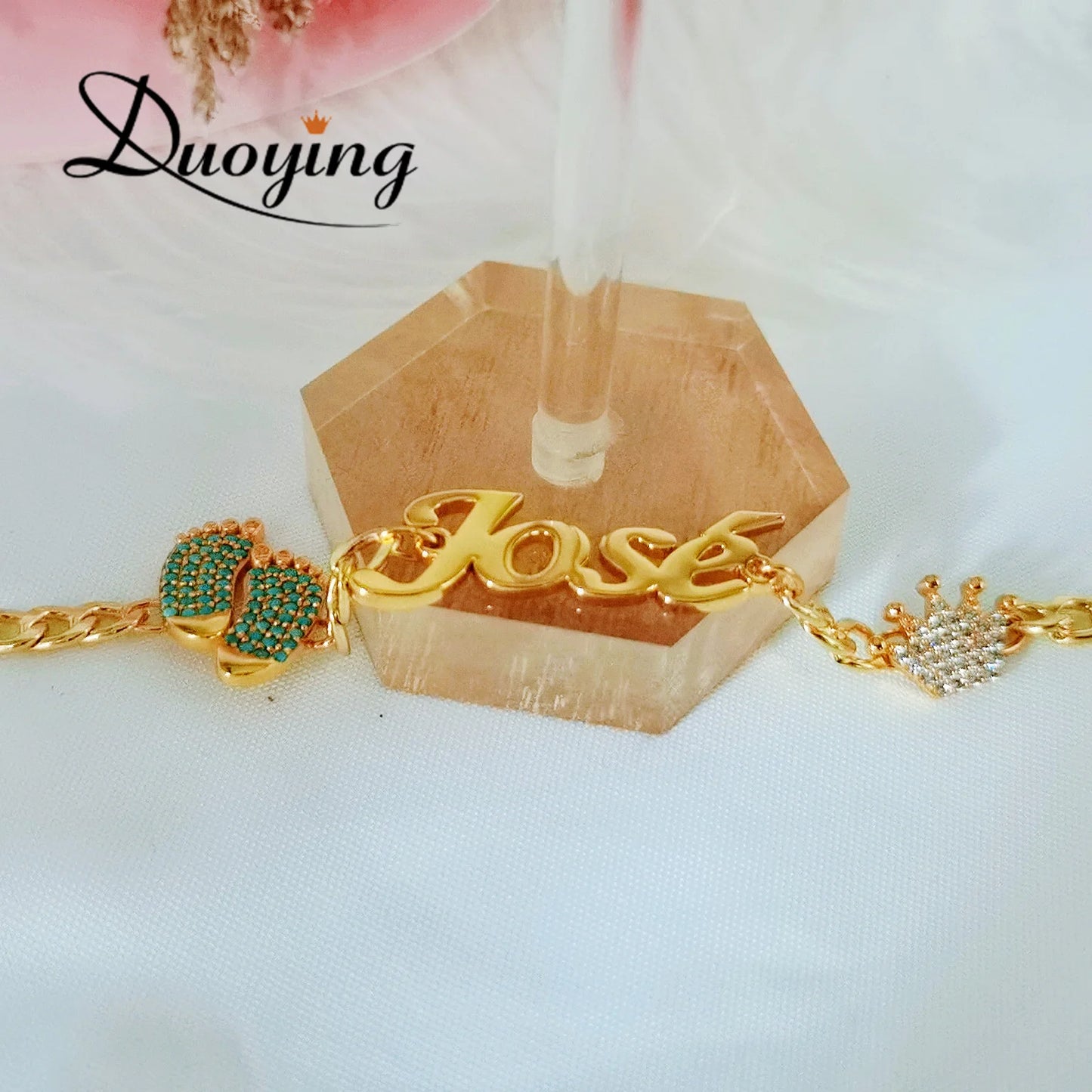 Duoying Baby Crown Nameplate Bracelet Personalized Footprint