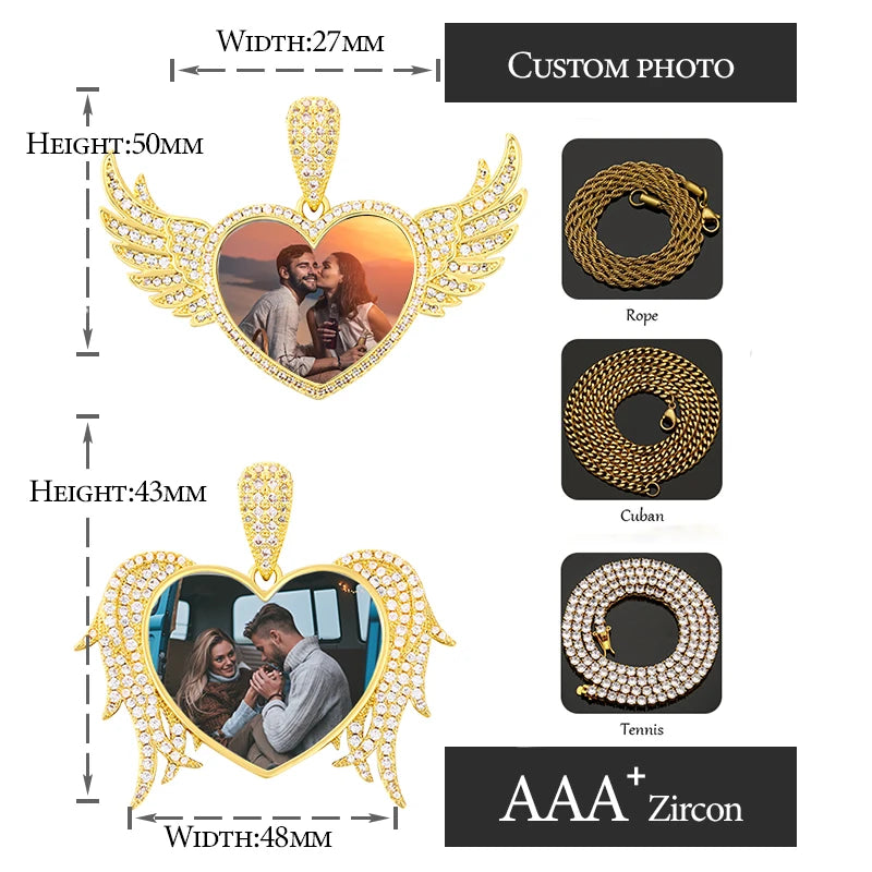 TUHECN Custom Memory Medallion Heart Photo Pendant Necklace