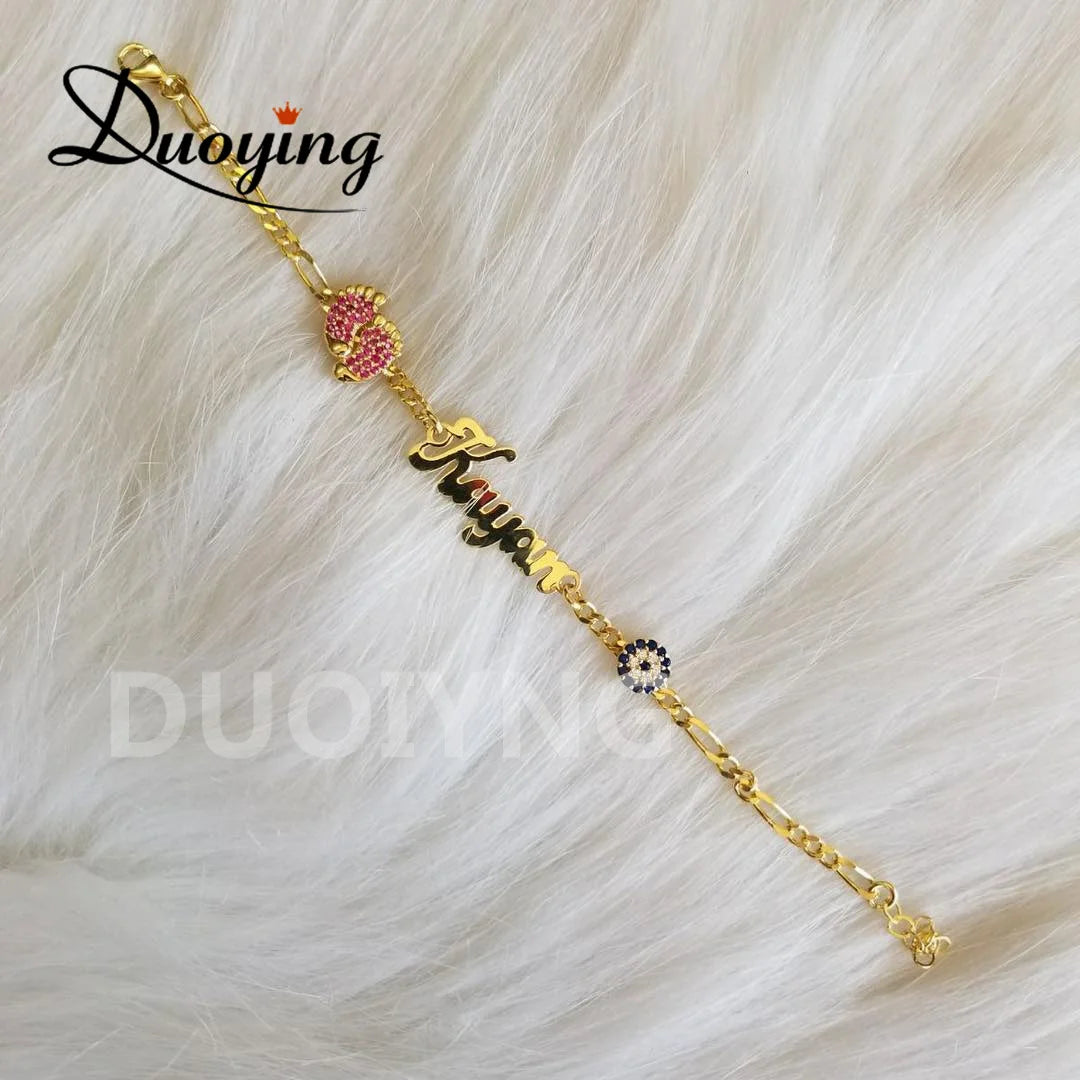 Duoying Baby Crown Nameplate Bracelet Personalized Footprint