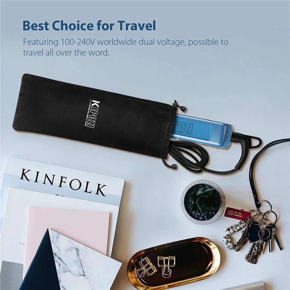 KIPOZI Titanium Flat Iron With Digital LCD Dual Voltage
