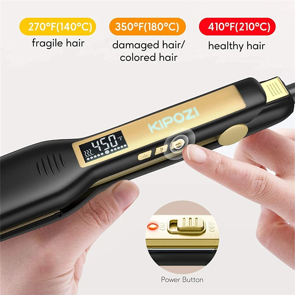 KIPOZI Titanium Flat Iron With Digital LCD Dual Voltage