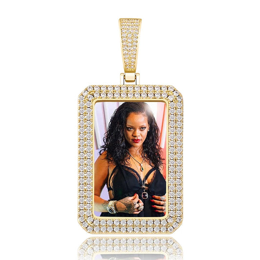 JINAO Custom Photo Medallion Pendant Iced Zircon Jewelry