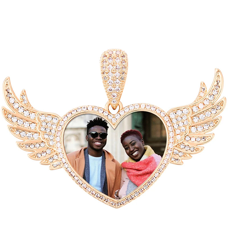 TUHECN Custom Memory Medallion Heart Photo Pendant Necklace