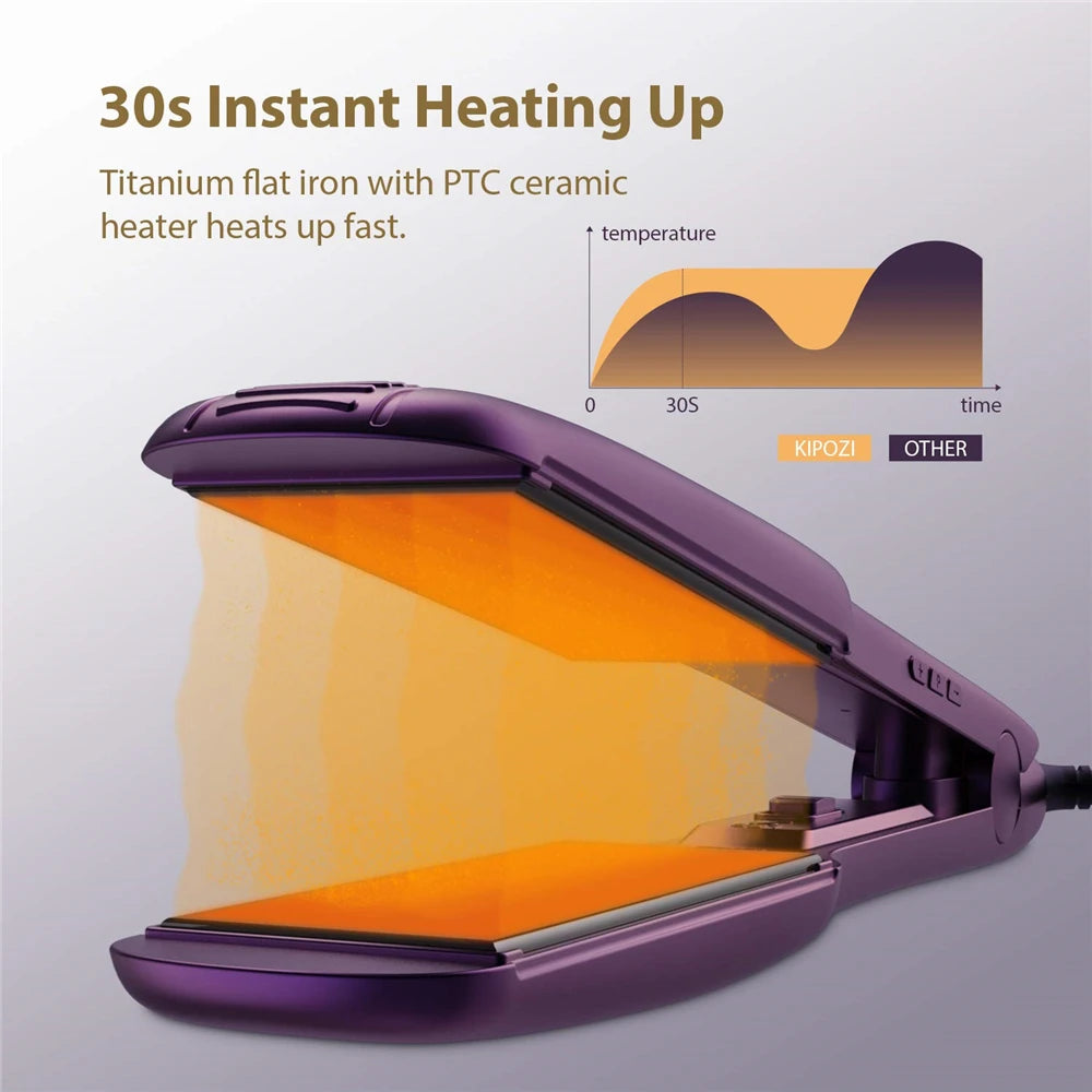 KIPOZI Titanium Flat Iron With Digital LCD Dual Voltage