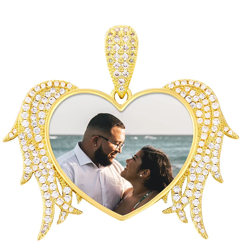 TUHECN Custom Memory Medallion Heart Photo Pendant Necklace