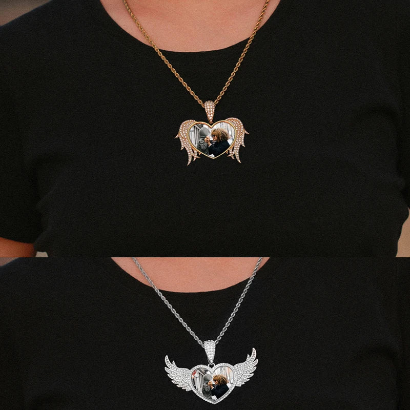 TUHECN Custom Memory Medallion Heart Photo Pendant Necklace