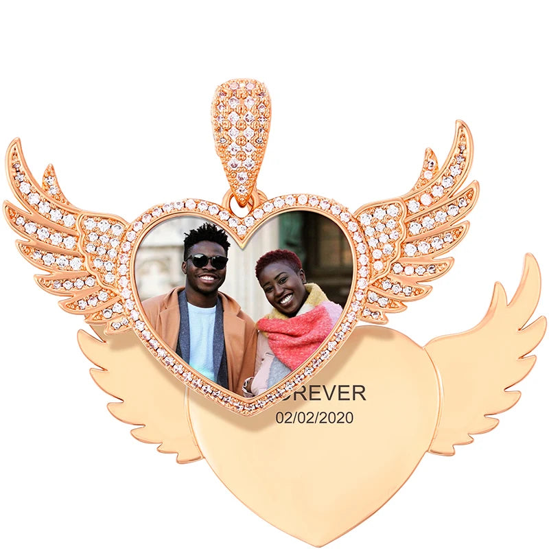 TUHECN Custom Memory Medallion Heart Photo Pendant Necklace