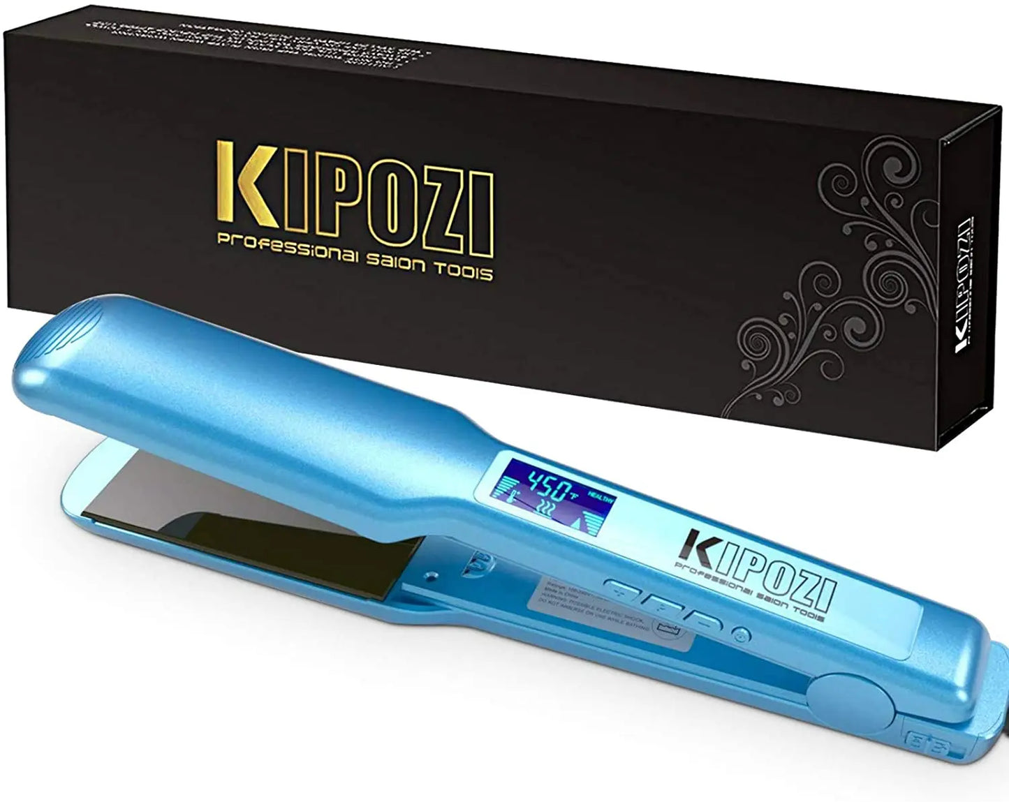 KIPOZI Titanium Flat Iron With Digital LCD Dual Voltage