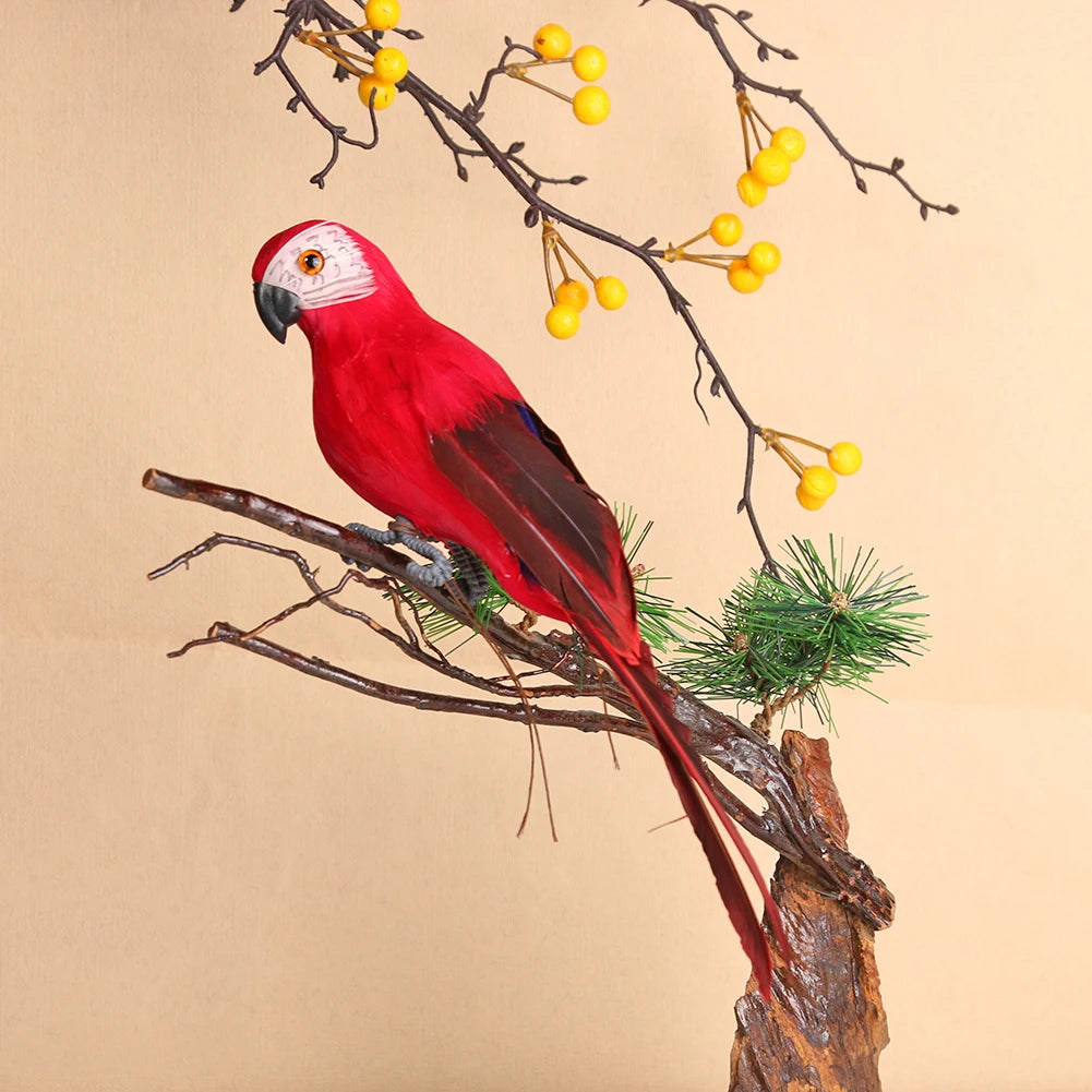 1pc Handmade Foam Feather Artificial Parrot Imitation Bird Model Figurine Foam Birds Parrot Home Ornament Garden Decoration