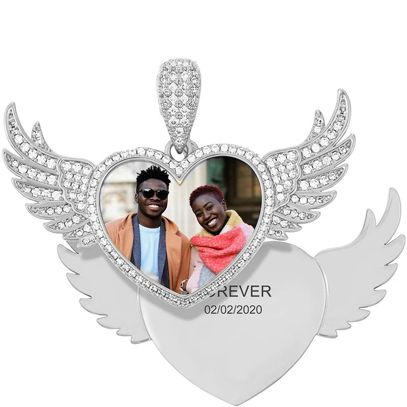 TUHECN Custom Memory Medallion Heart Photo Pendant Necklace