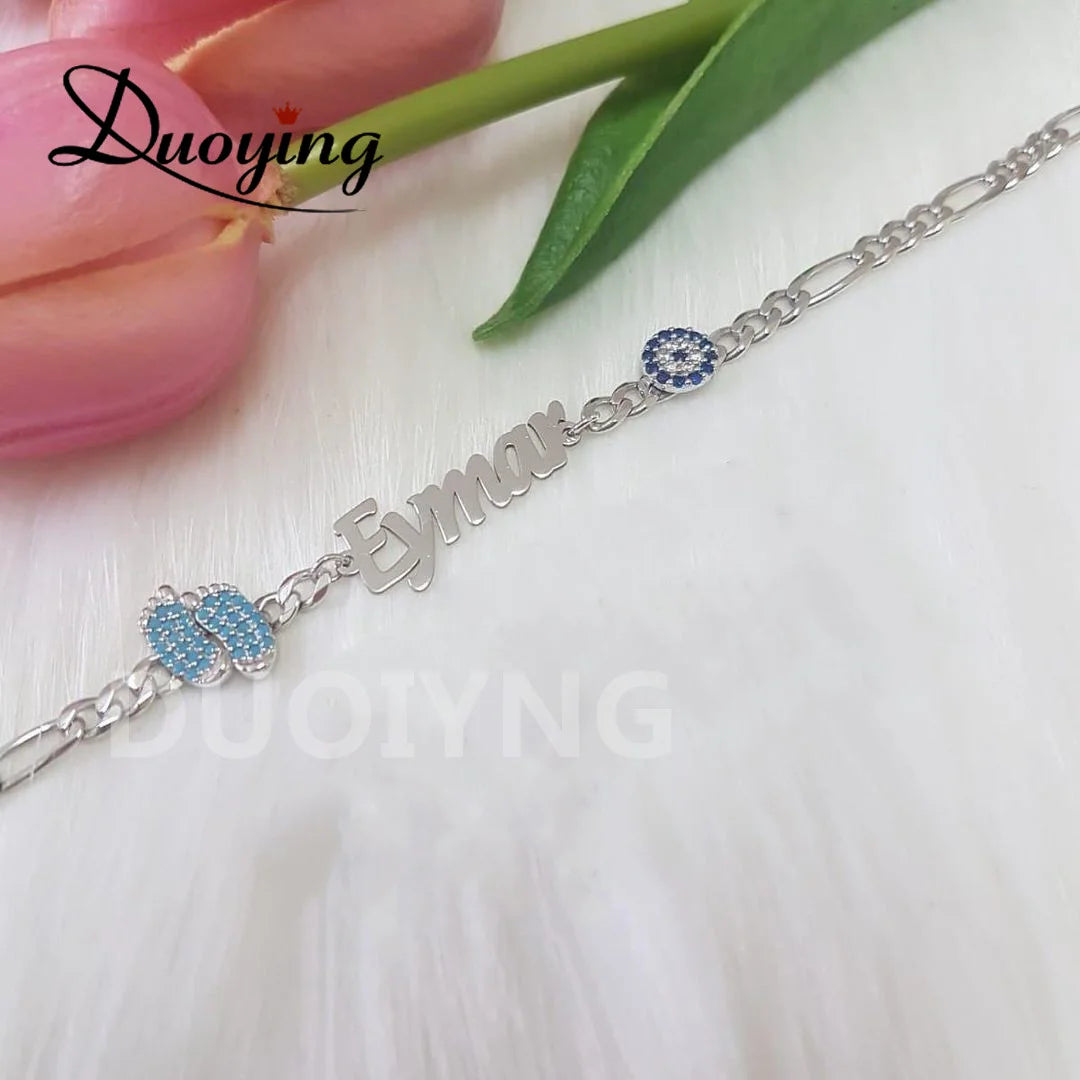 Duoying Baby Crown Nameplate Bracelet Personalized Footprint