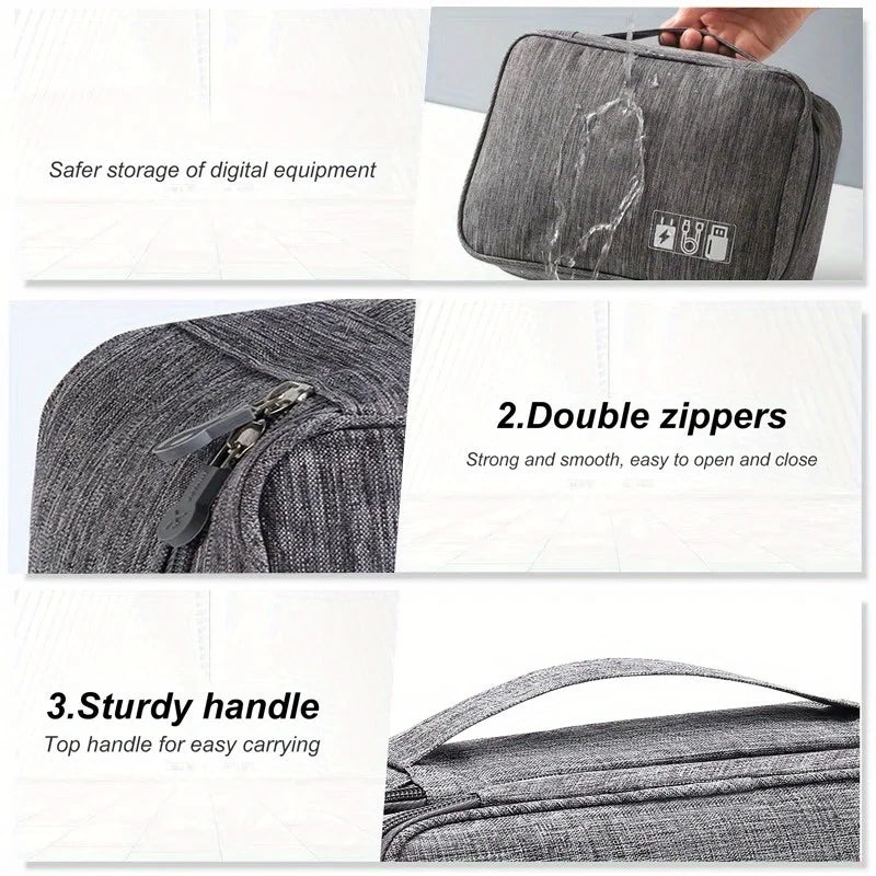 Travel Cable Organizer Bag, Portable Electronics Storage Case, USB Charger & Cord Holder, Waterproof Digital Accessory Pouch