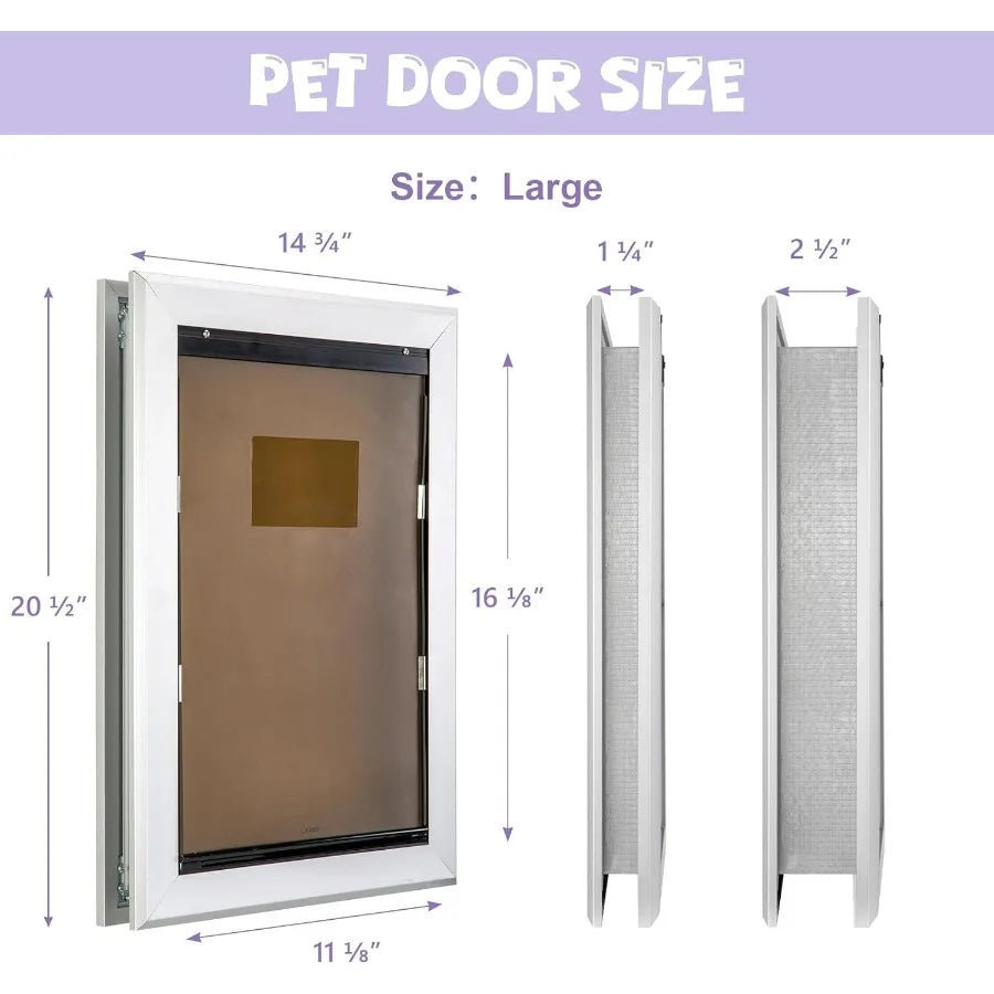 Dog Door Durable Aluminum Frame Door With Magnetic Flaps