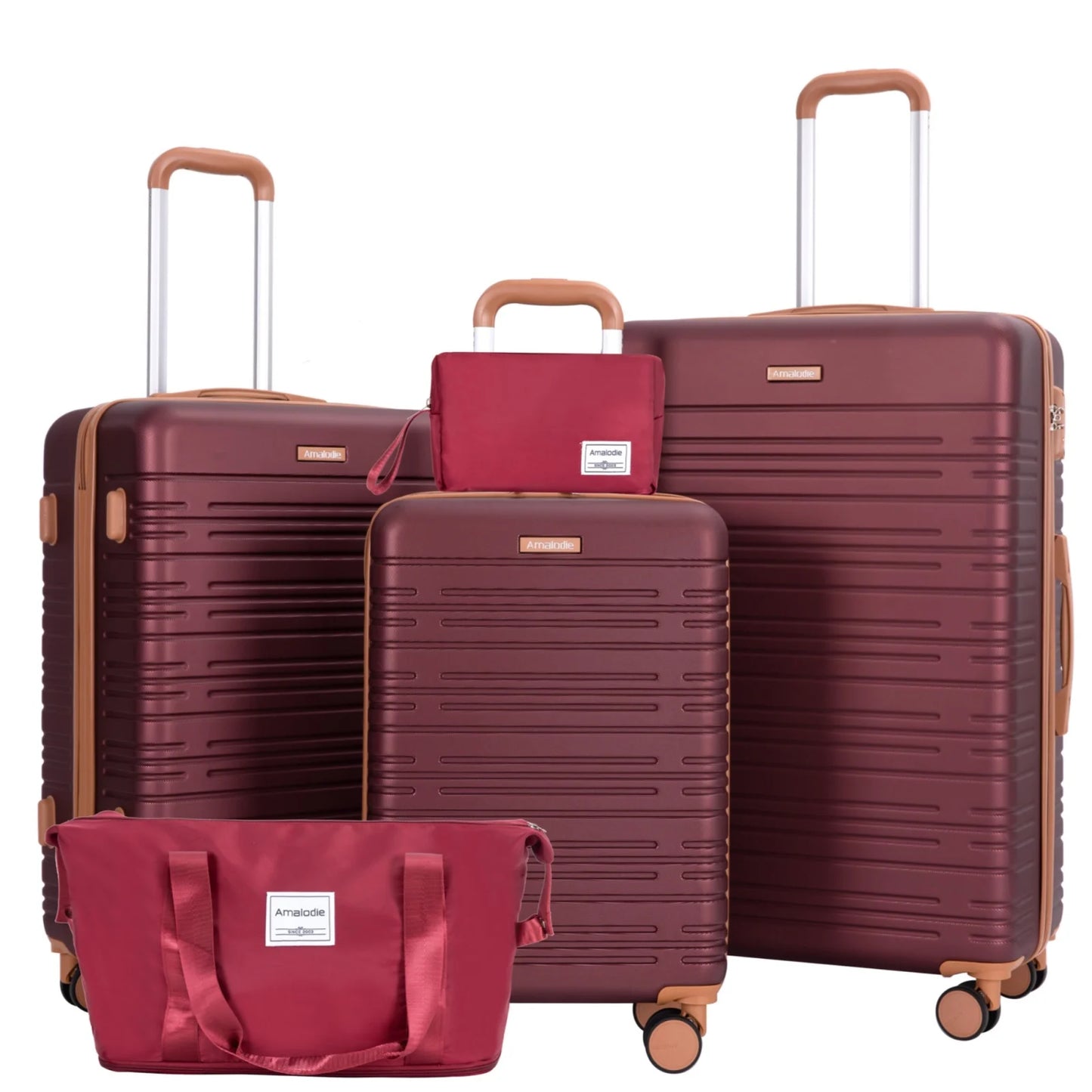 Amalodie 5 Piece Luggage Set Hardside Spinner TSA Lock