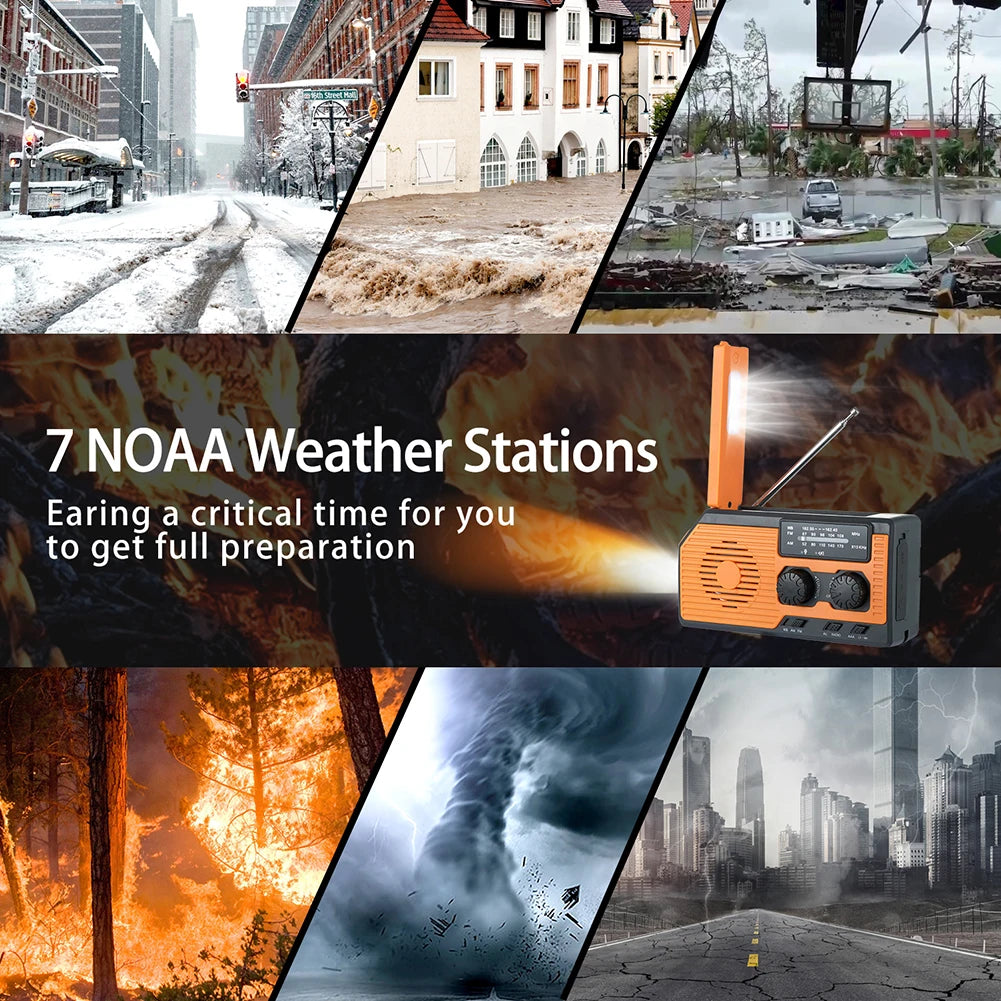 Takezero Solar Hand Crank Radio AM FM NOAA LED Flashlight