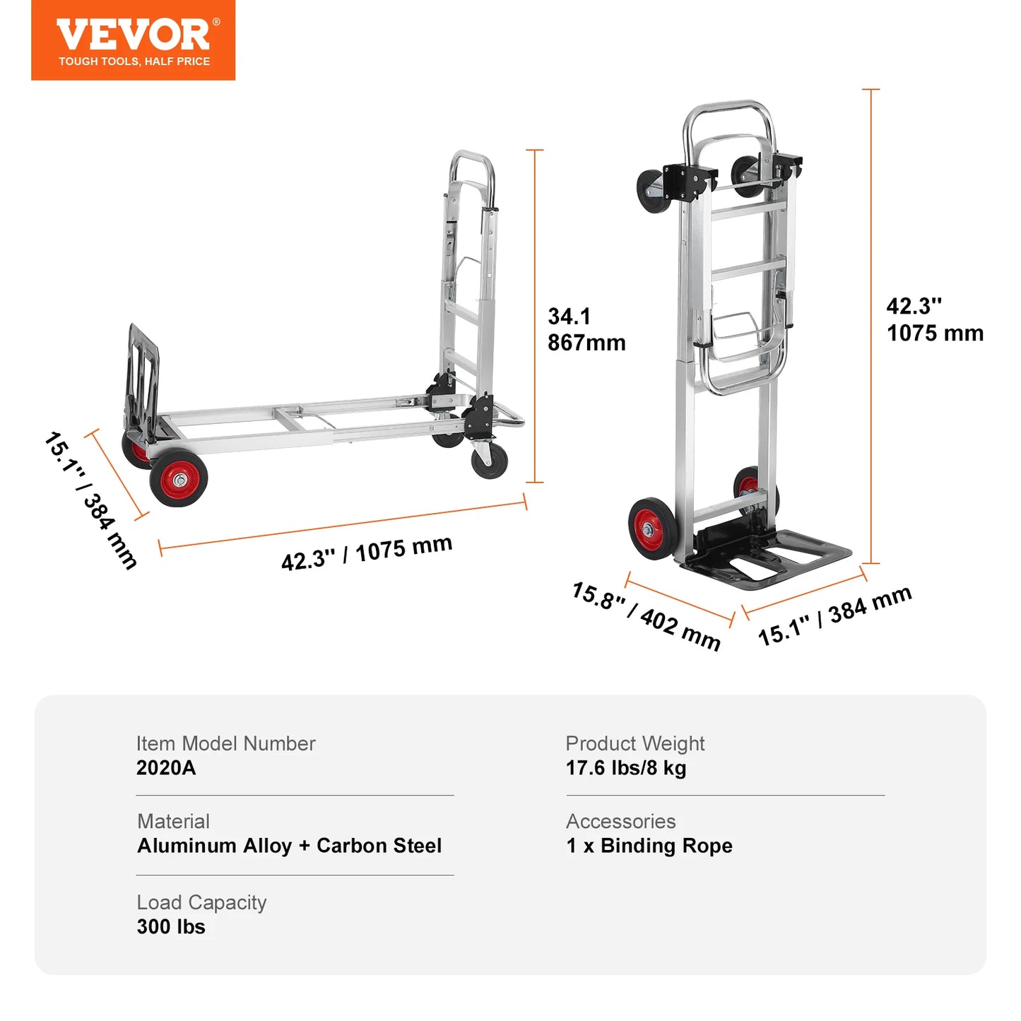 SucceBuy Folding Hand Truck 400 Lbs Dolly With Wheels