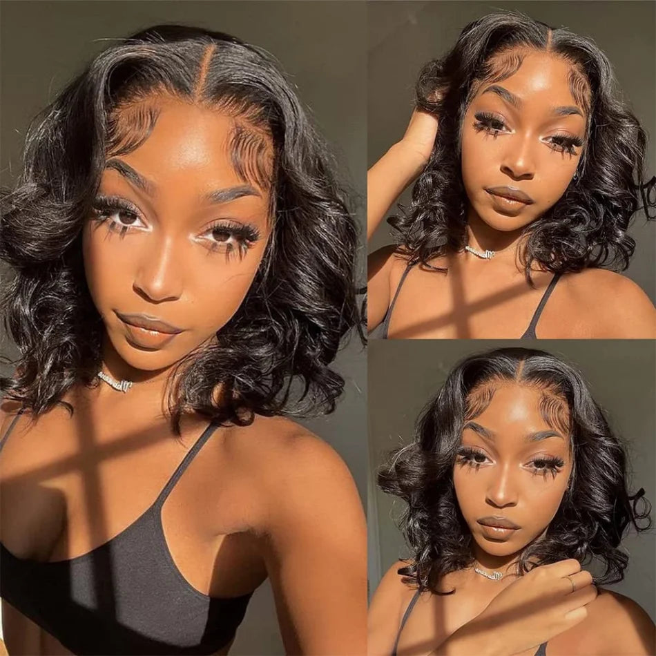 Wear And Go Glueless Bob Wig Human Hair Short Body Wave Lace Front 4x4 HD Lace Closure