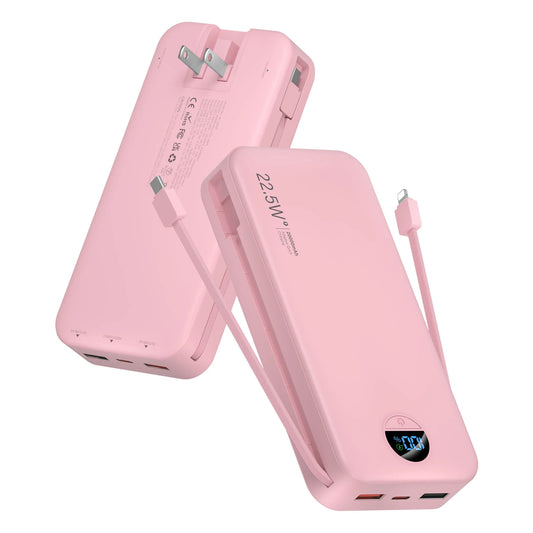 20000mAh Power Bank With Built In Ac Plug Dual Cables