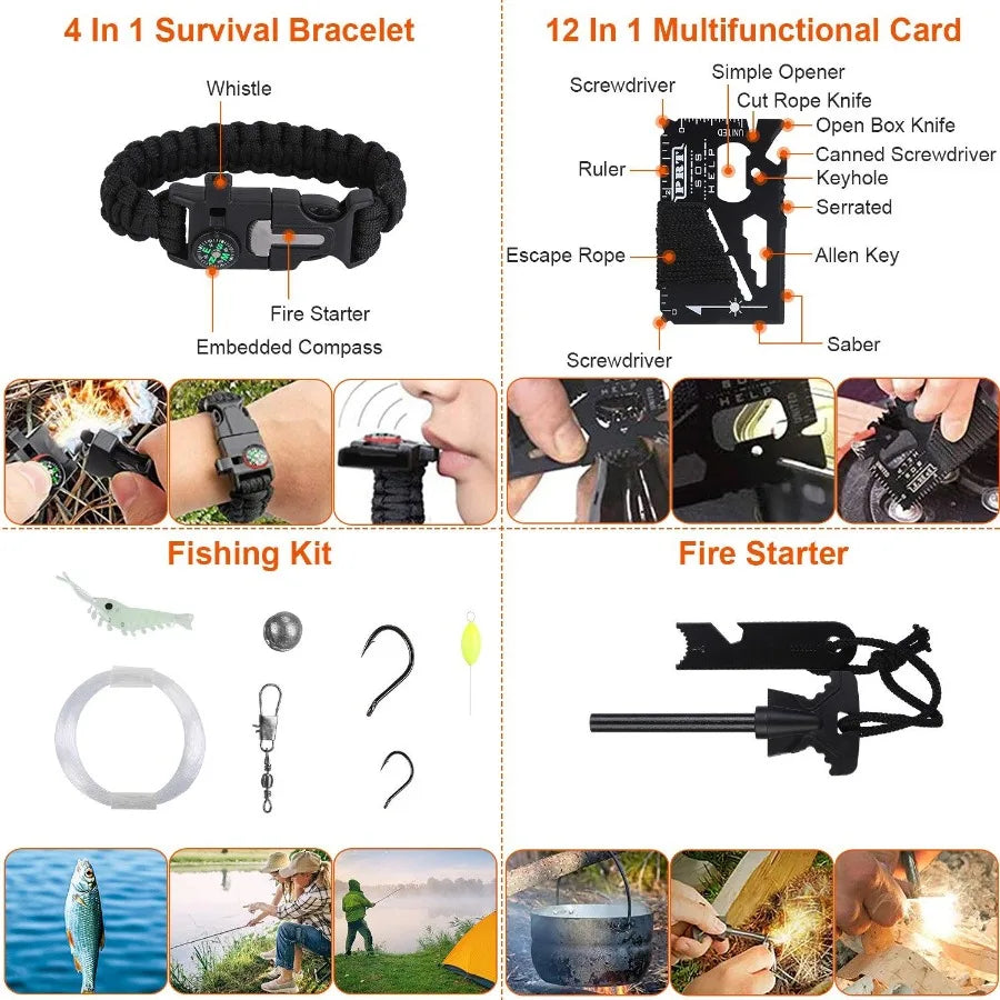 Electric 125Pcs Survival Kits Emergency Gear First Aid Set