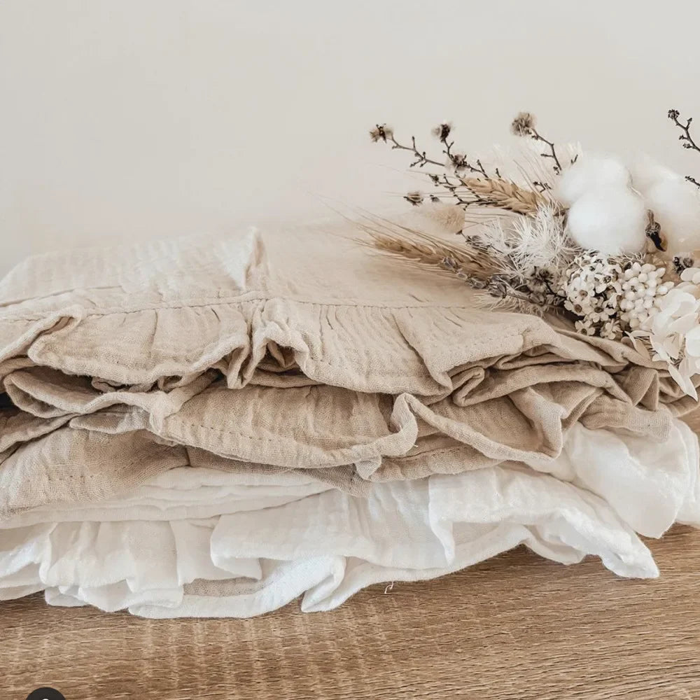 Ruffled Muslin Baby Swaddle Blanket Organic Cotton Newborn