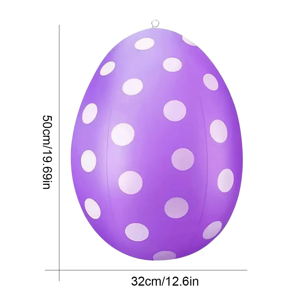 Easter Balloon Inflatable Giant Egg Easter Multifunction Ornament Ball Colorful Egg Balloon for Outdoor Garden Yard Lawn Pendant