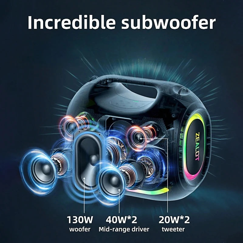ZEALOT ZE21 250W Wireless Speaker Outdoor Portable RGB Lights