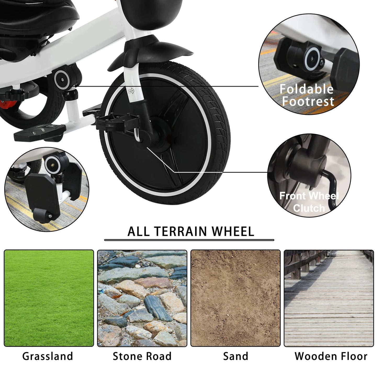 Ubravoo 5-In-1 Baby Stroller Tricycle With Adjustable Canopy