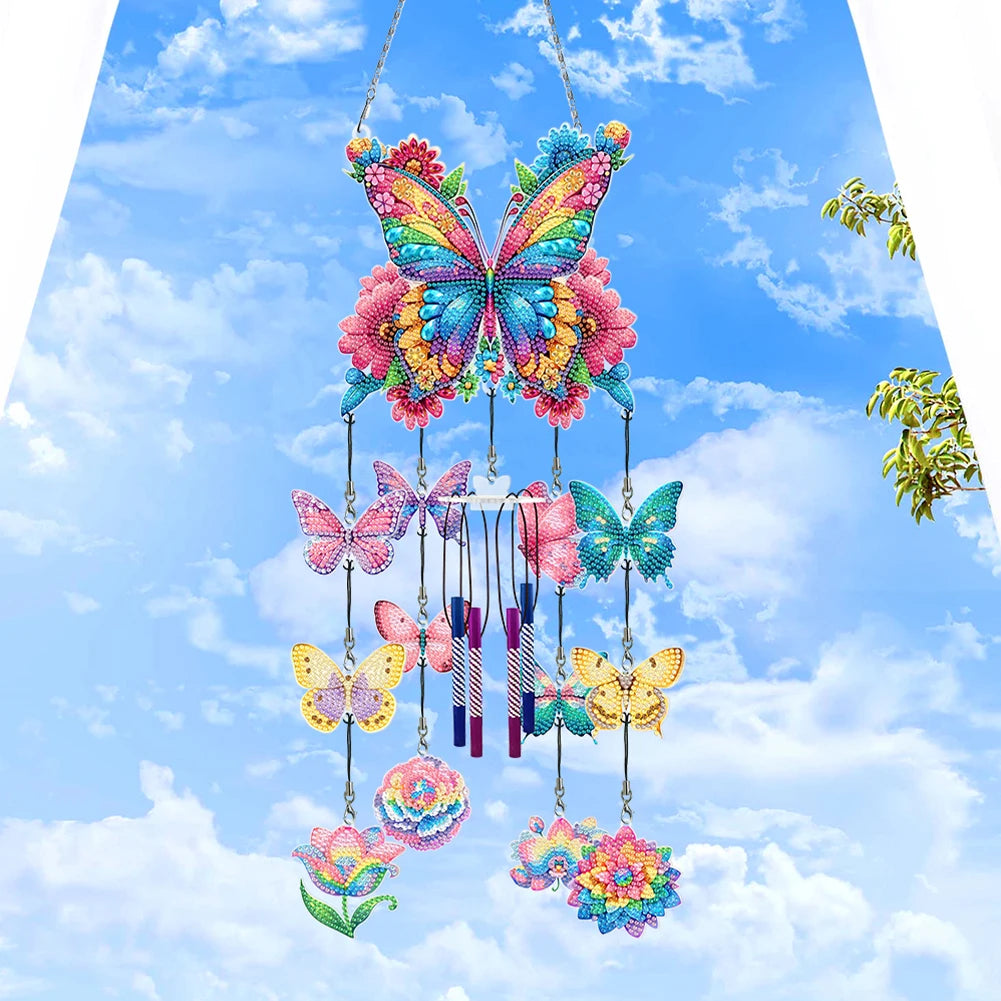 Frame Butterfly Wind Chime Diamond Painting Hanging Pendant