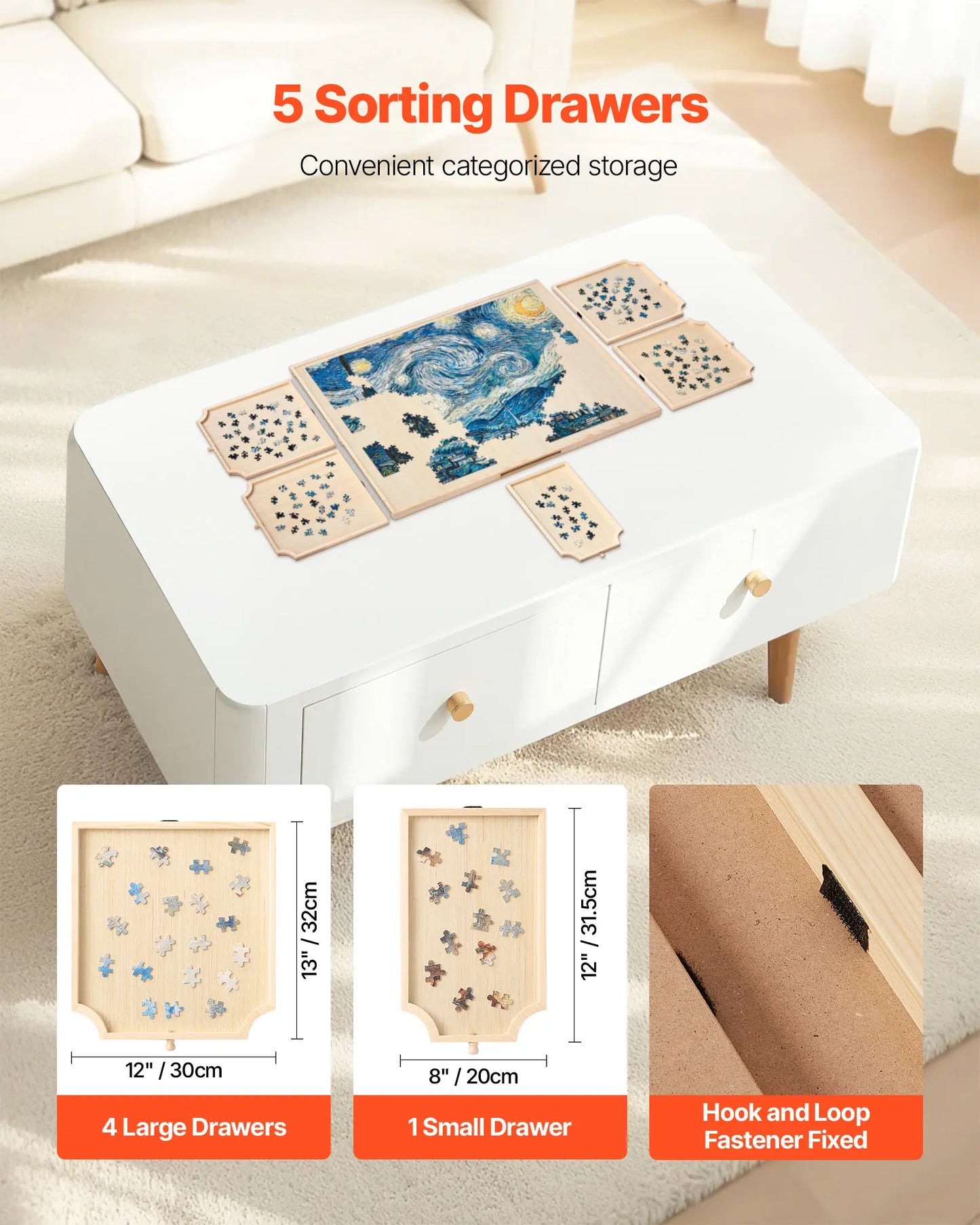 SucceBuy Rotating Puzzle Board With Drawers And Cover