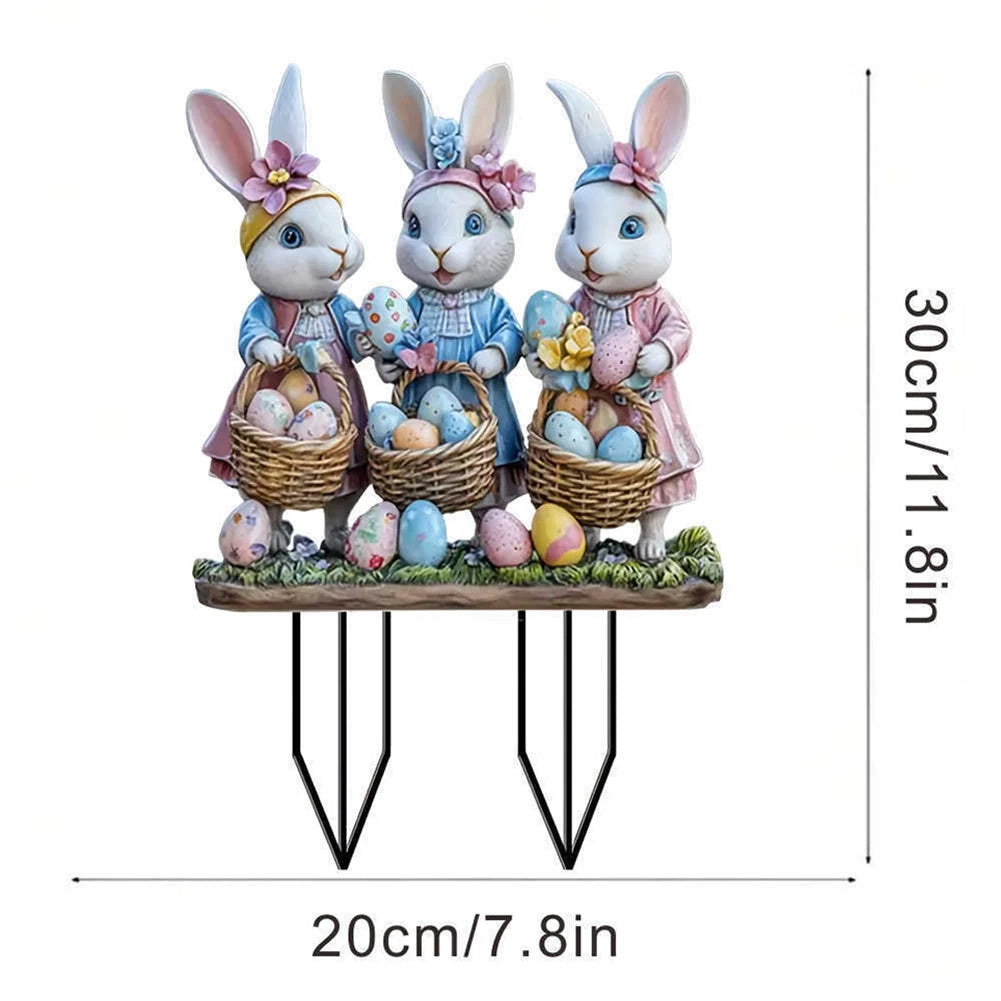 Easter Garden Stake Decor Multi-Function Courtyard Statue High-Quality Acrylic Figurine Waterproof Patio Sculpture Outdoor Decor