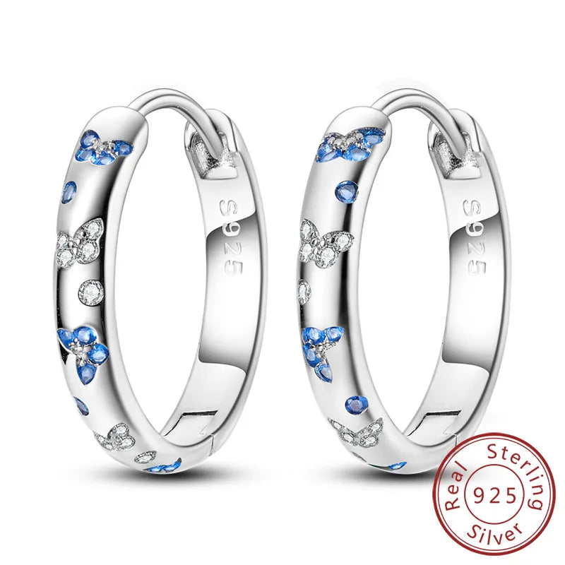 925 Sterling Silver Hoop Earrings Square Circle Heart