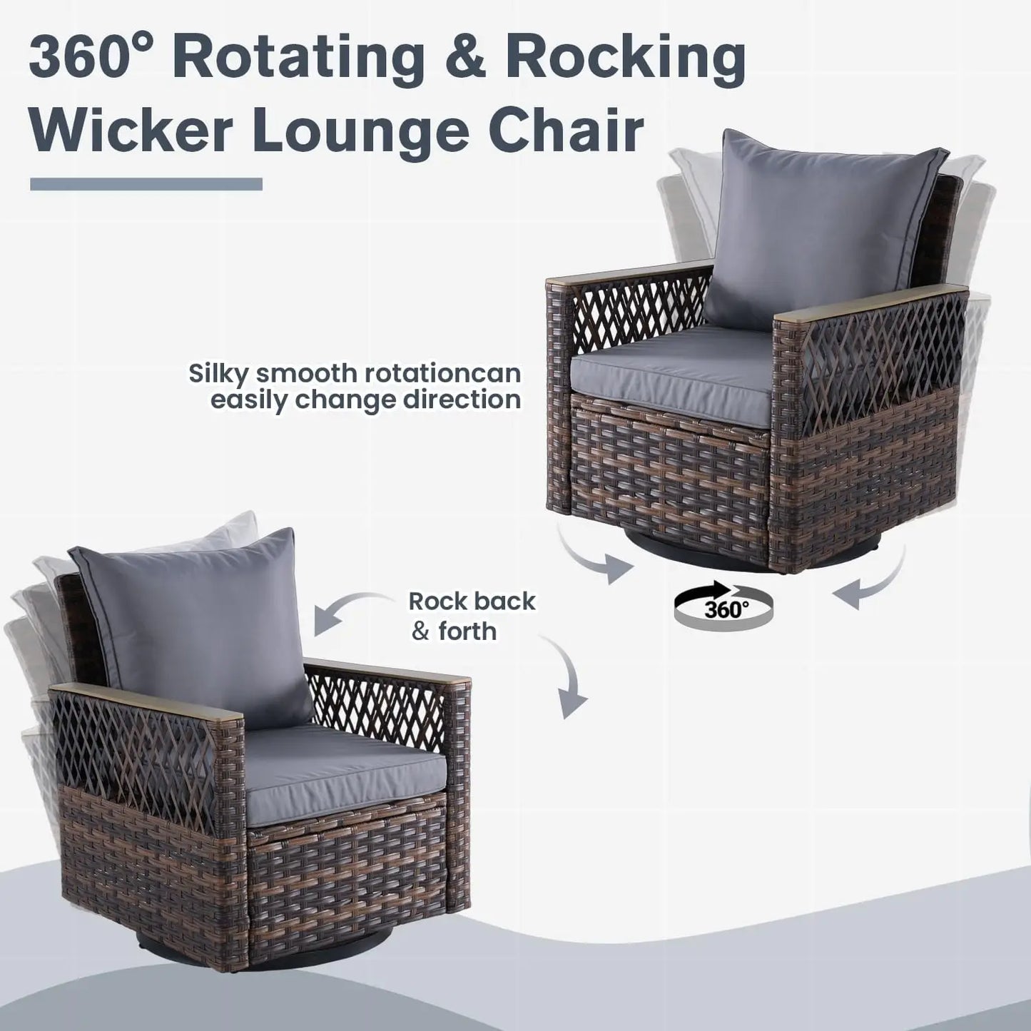Outdoor Swivel Patio Chairs 3 Piece Bistro Set With Table