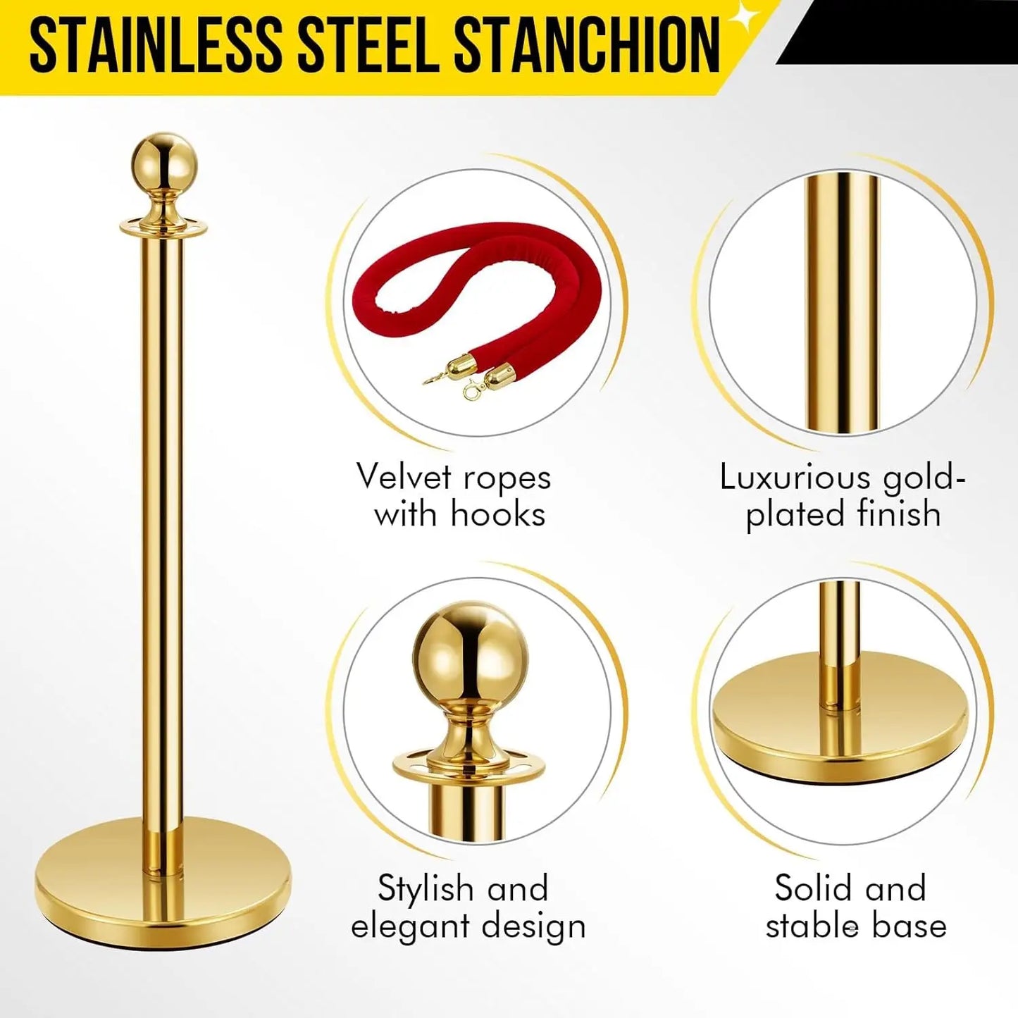 HiMISSCN Stanchion Posts With Velvet Ropes VIP Events