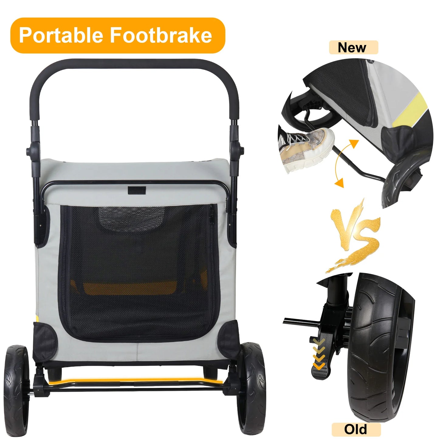 Foldable Four Wheel Dog Stroller Pram Travel Jogger Wagon