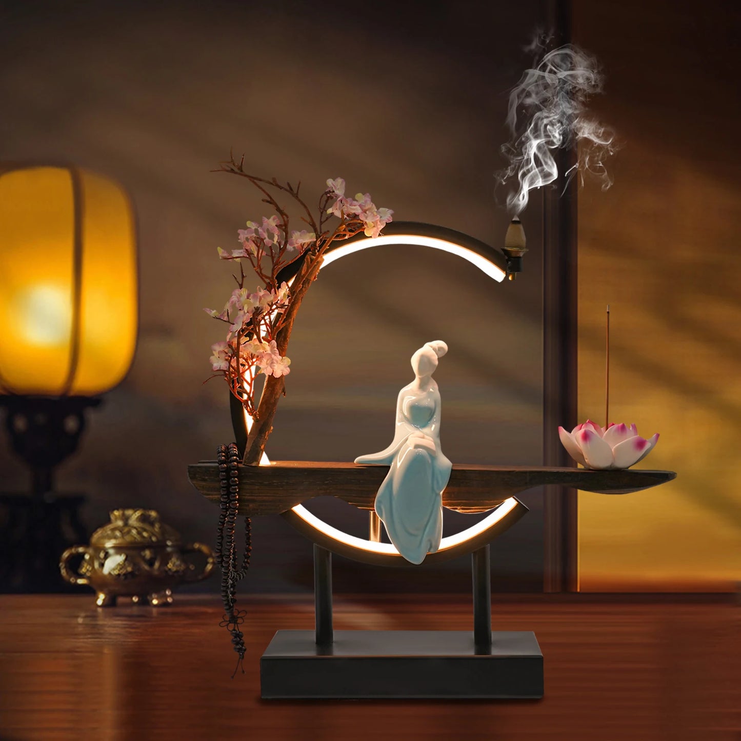 Bymaocar Zen Backflow Incense Burner Set Tabletop Decoration