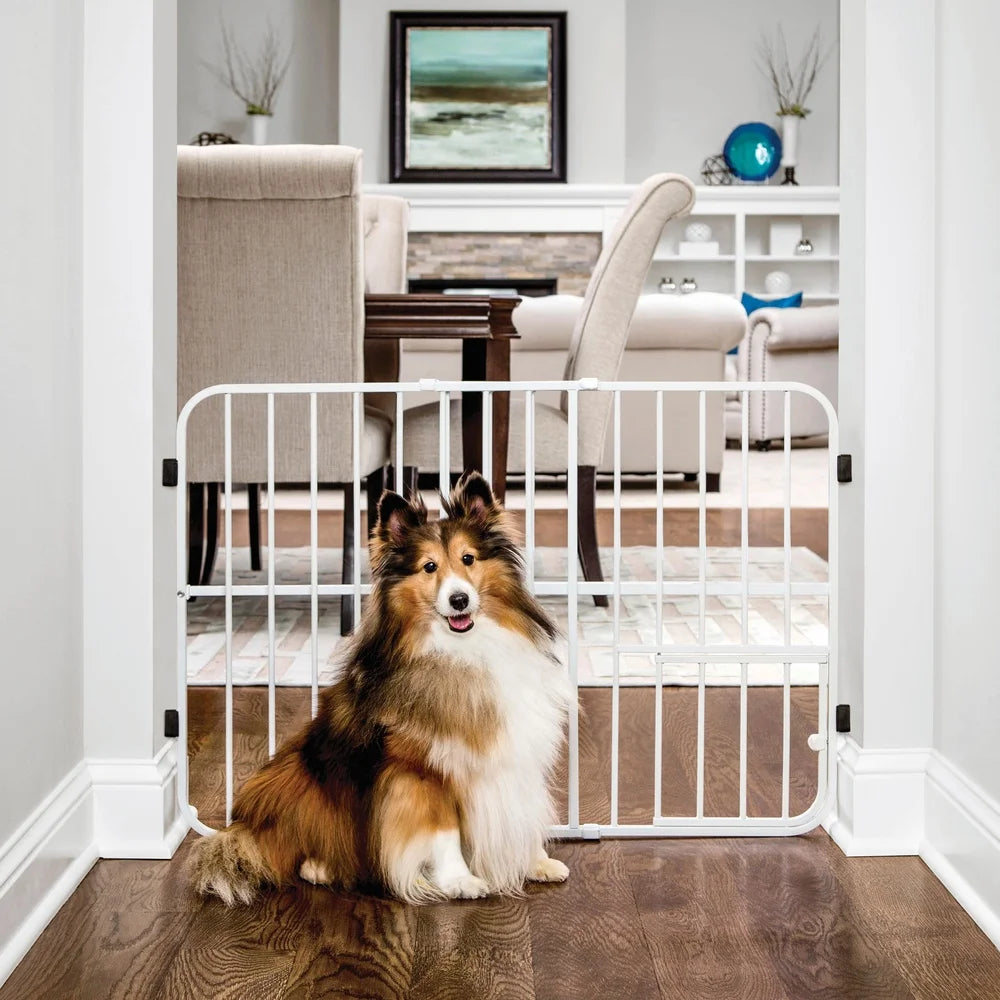 XMSJ Metal Expandable Pet Gate With Small Chew Proof Door