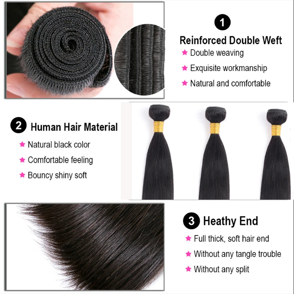 Lumiere Hair Remy Peruvian Straight Weave With Frontal Closure