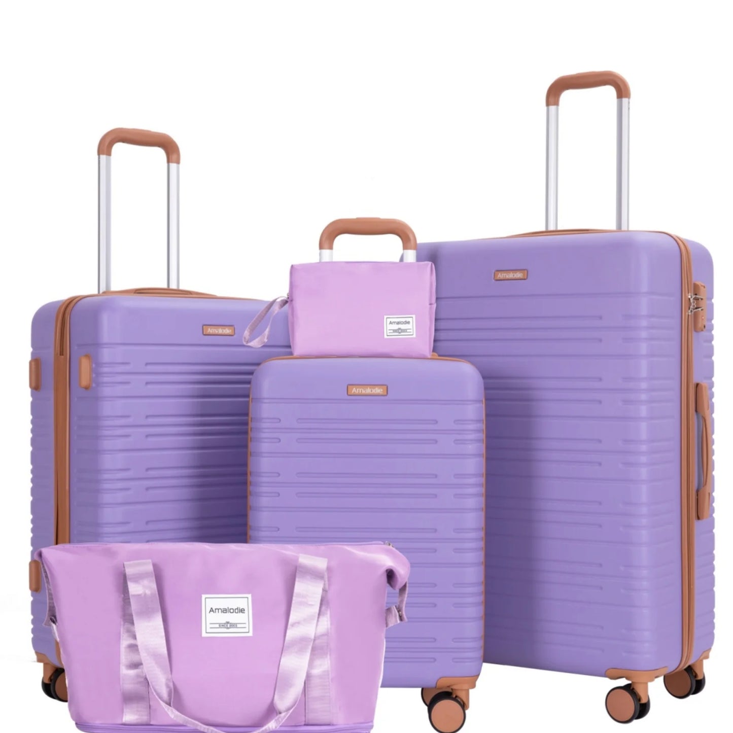 Amalodie 5 Piece Luggage Set Hardside Spinner TSA Lock