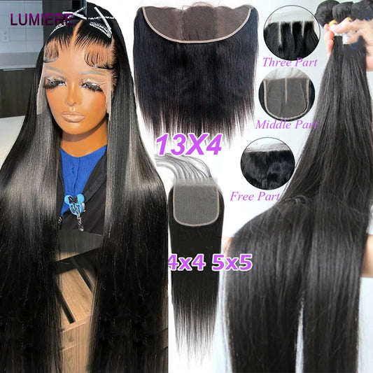 Lumiere Hair Remy Peruvian Straight Weave With Frontal Closure