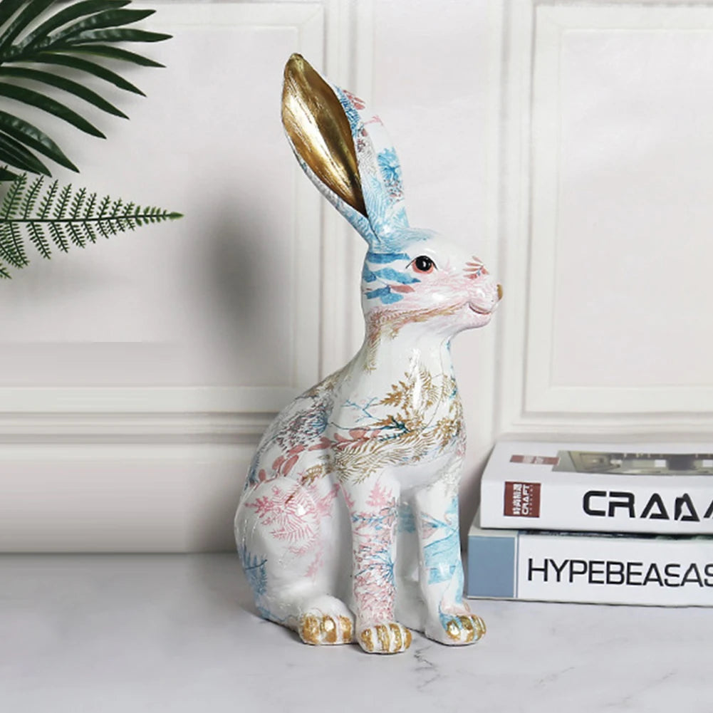Rabbit Statue Creative Lifelike Rabbit Sculpture Rabbit Decoration Easter Bunny Ornament for Home Office Desktop